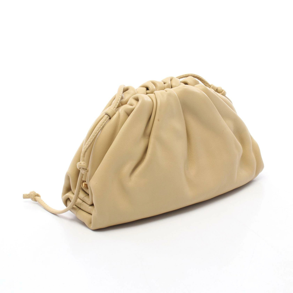 Bottega Veneta Pouch Bag Leather Shoulder Clutch Beige The Tan